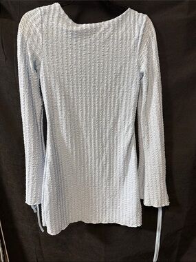 Light Blue Long Sleeve Textured Women's dress